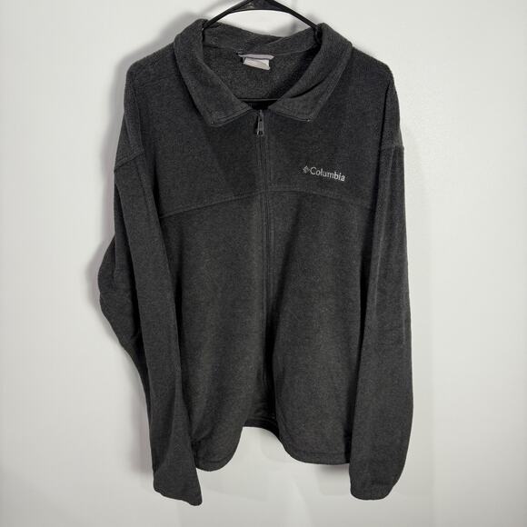 Columbia Mens Fleece Jacket Full Zip Size XXL Gray Mock Neck Zip Pockets - Picture 1 of 5